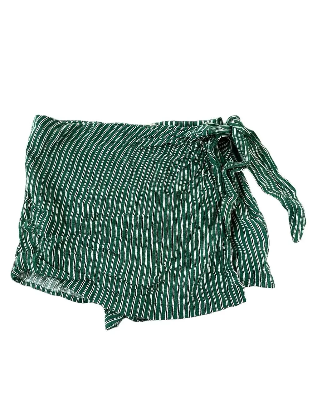GB Green White Striped Faux-Wrap Mini Skort Shorts Under Skirt Women's Size XS
